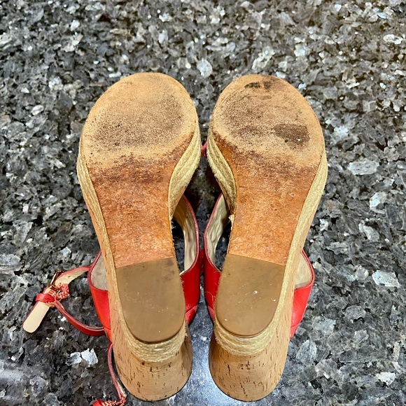 Coach Red Mendez Espadrille Wedge Sandals Sz 8.5 - Picture 8 of 8